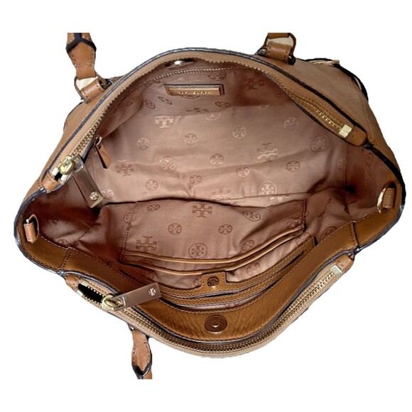 Tory Burch Tigers Eye Brown Saffiano Leather Robinson Multi  Crossbody Bag Tote - Picture 12 of 16